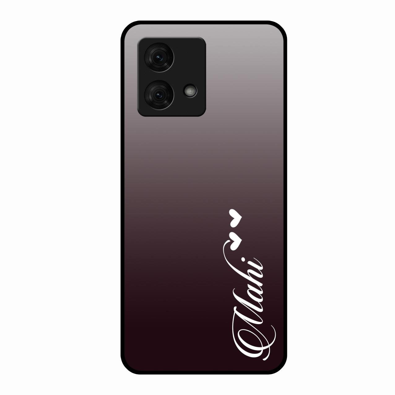 Customize Name Gradient Glass Case Cover Grey For Motorola g84 5G
