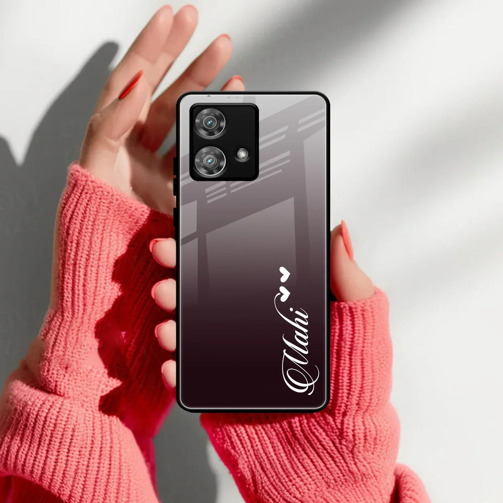 Customize Name Gradient Glass Case Cover Grey For Motorola - ShopOnCliQ