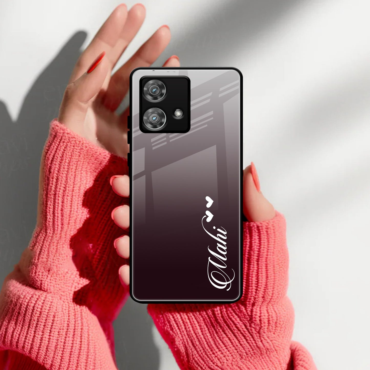 Customize Name Gradient Glass Case Cover Grey For Motorola