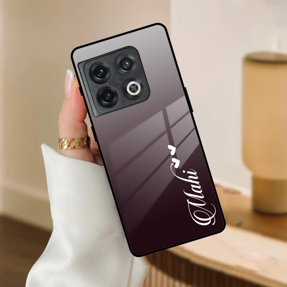 Customize Name Gradient Glass Case Cover Grey For OnePlus