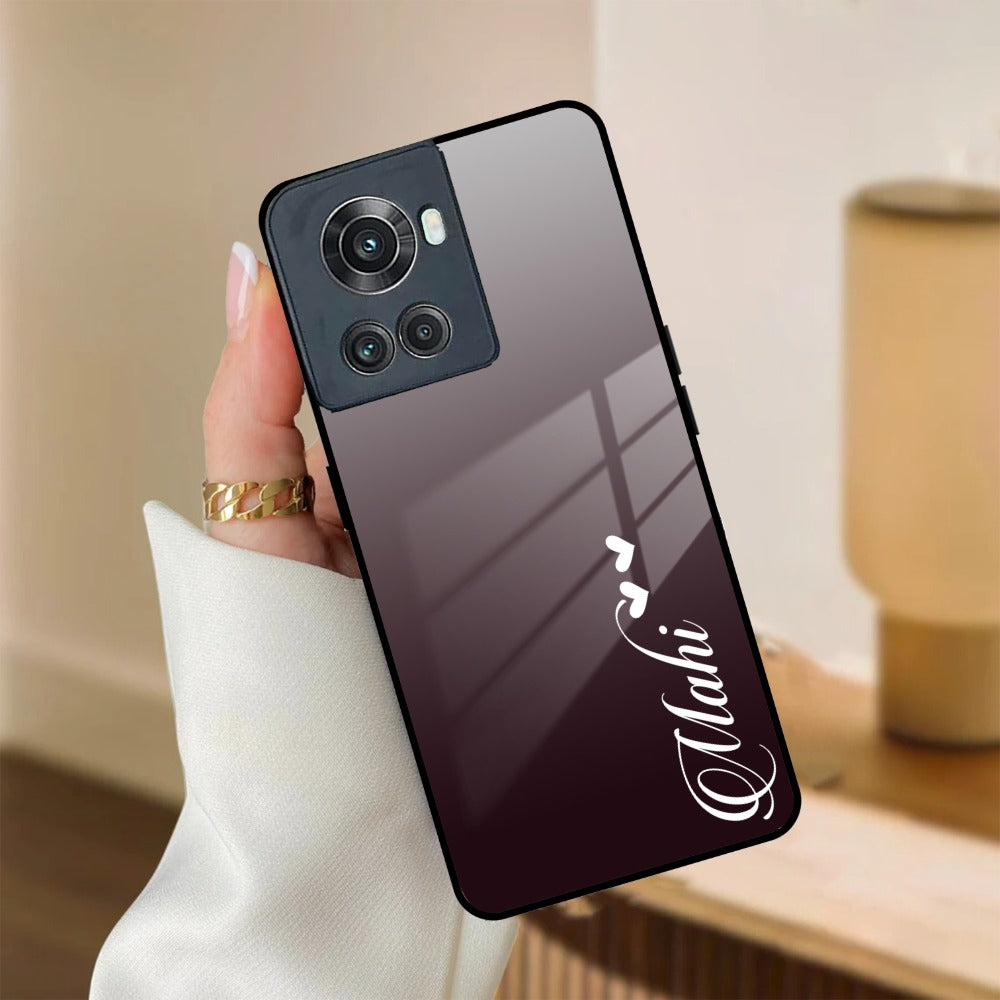 Customize Name Gradient Glass Case Cover Grey For OnePlus