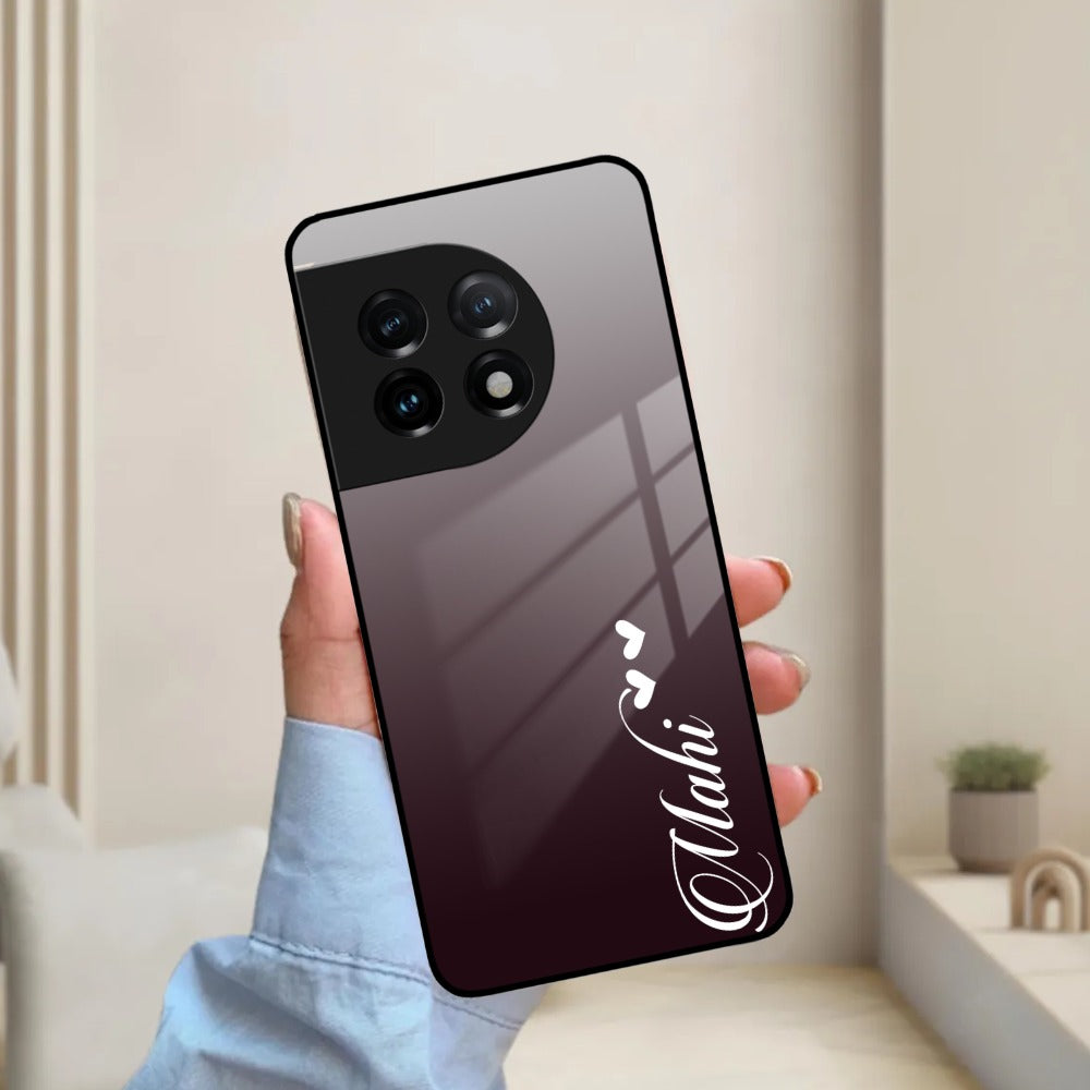 Customize Name Gradient Glass Case Cover Grey For OnePlus