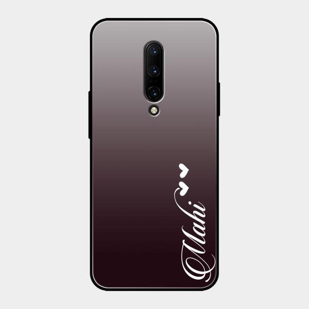 Customize Name Gradient Glass Case Cover Grey For Oneplus 7 Pro