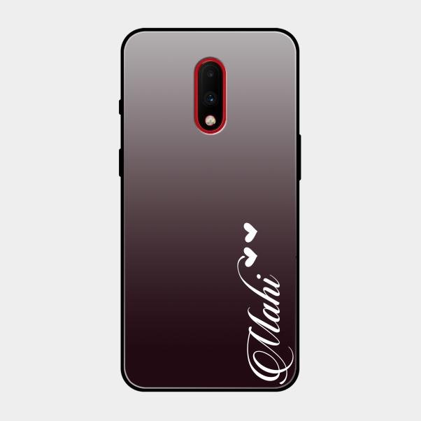 Customize Name Gradient Glass Case Cover Grey For Oneplus 7