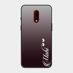 Customize Name Gradient Glass Case Cover Grey For Oneplus 7