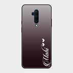 Customize Name Gradient Glass Case Cover Grey For Oneplus 7T Pro