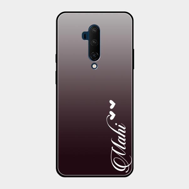Customize Name Gradient Glass Case Cover Grey For Oneplus 7T Pro