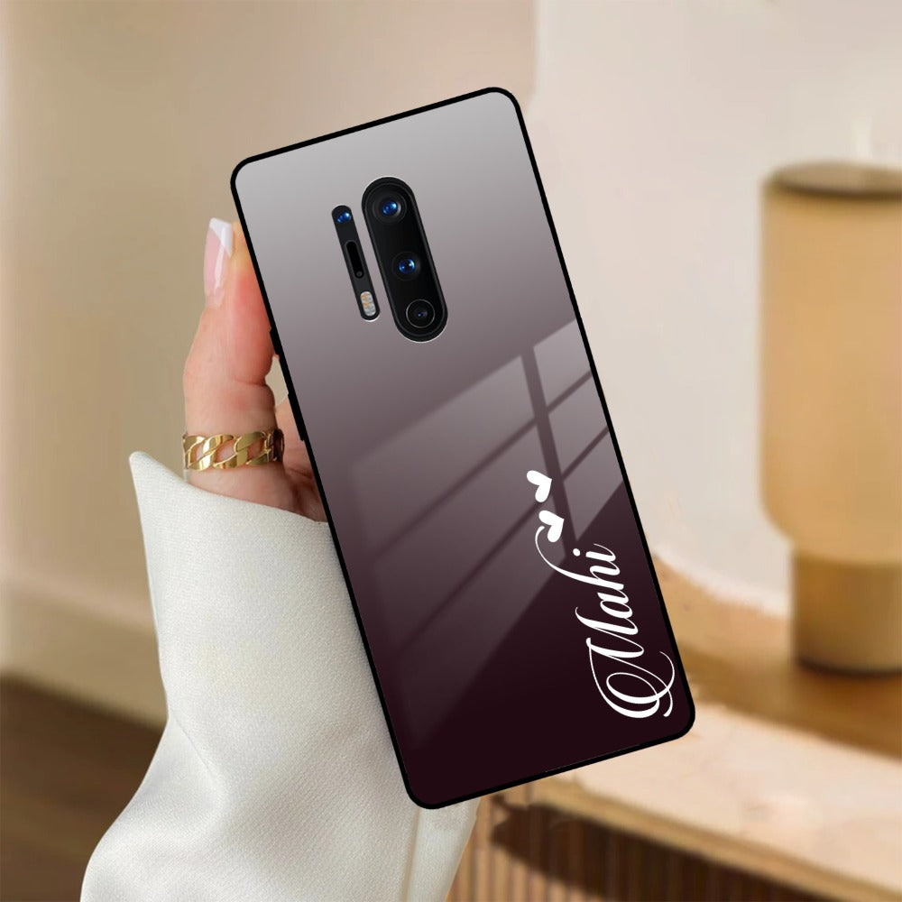 Customize Name Gradient Glass Case Cover Grey For OnePlus