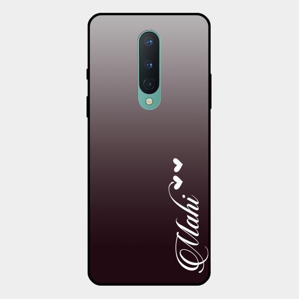 Customize Name Gradient Glass Case Cover Grey For Oneplus 8