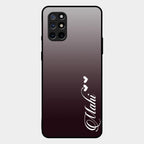 Customize Name Gradient Glass Case Cover Grey For Oneplus 8T