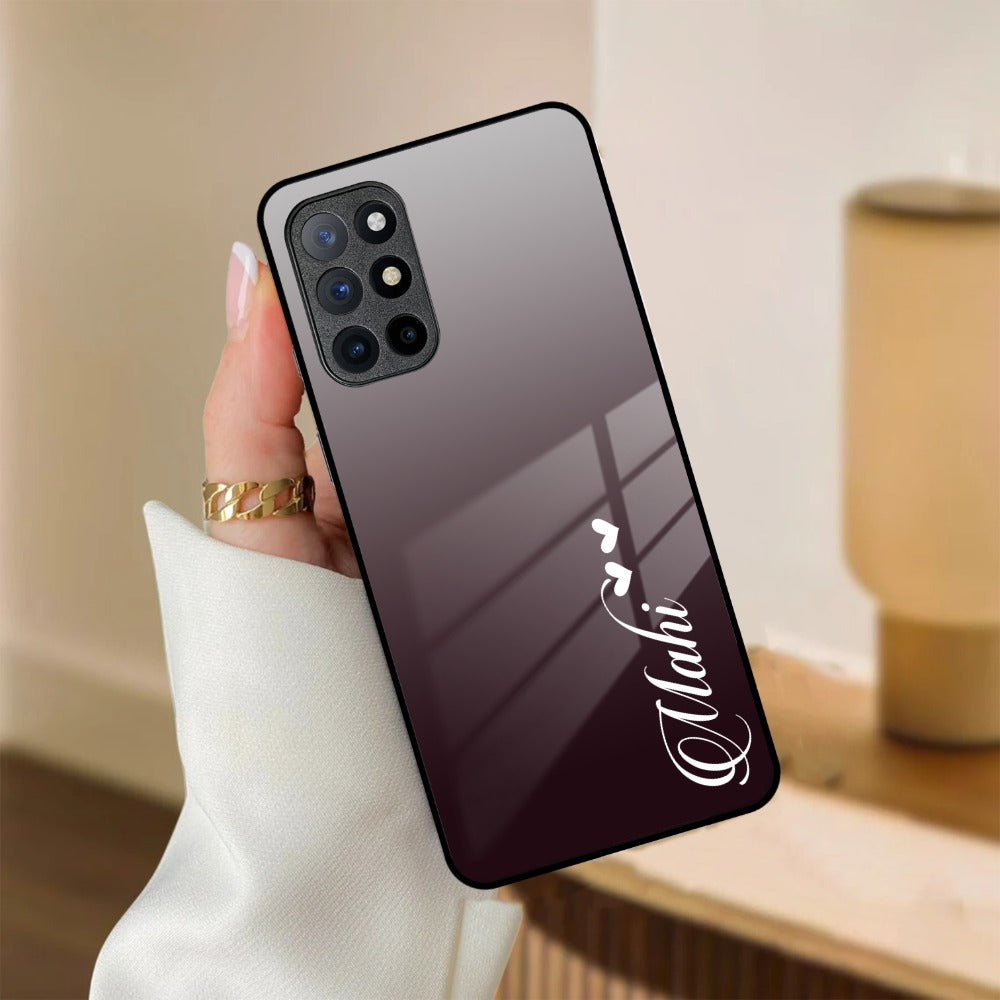 Customize Name Gradient Glass Case Cover Grey For OnePlus