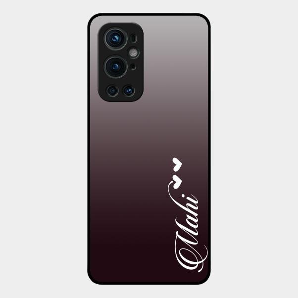 Customize Name Gradient Glass Case Cover Grey For Oneplus 9 Pro 5G
