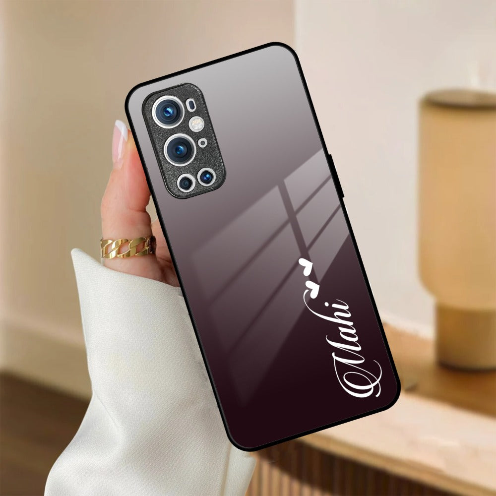 Customize Name Gradient Glass Case Cover Grey For OnePlus