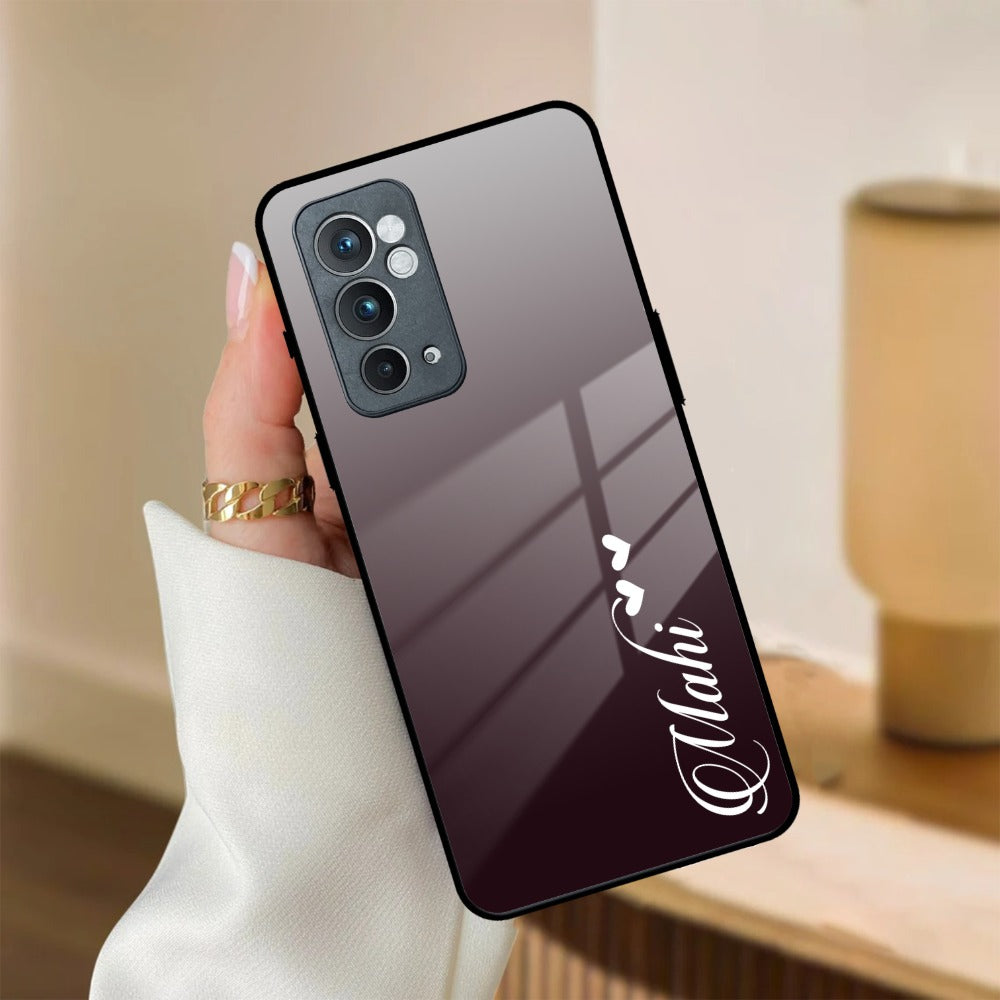 Customize Name Gradient Glass Case Cover Grey For OnePlus