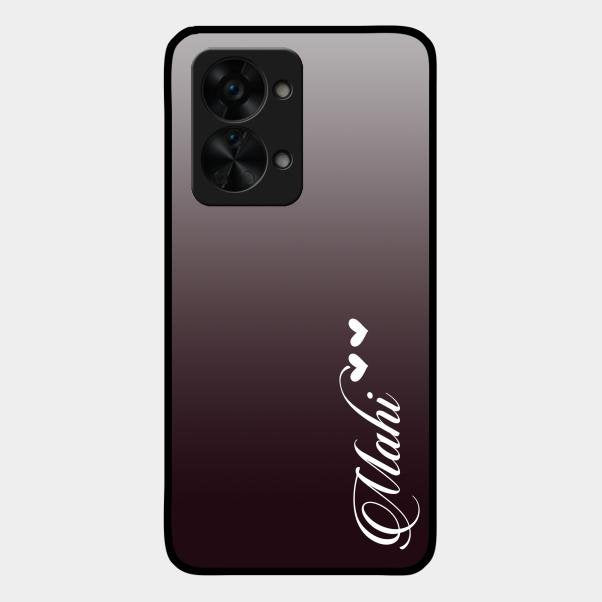 Customize Name Gradient Glass Case Cover Grey For Oneplus Nord 2T 5G