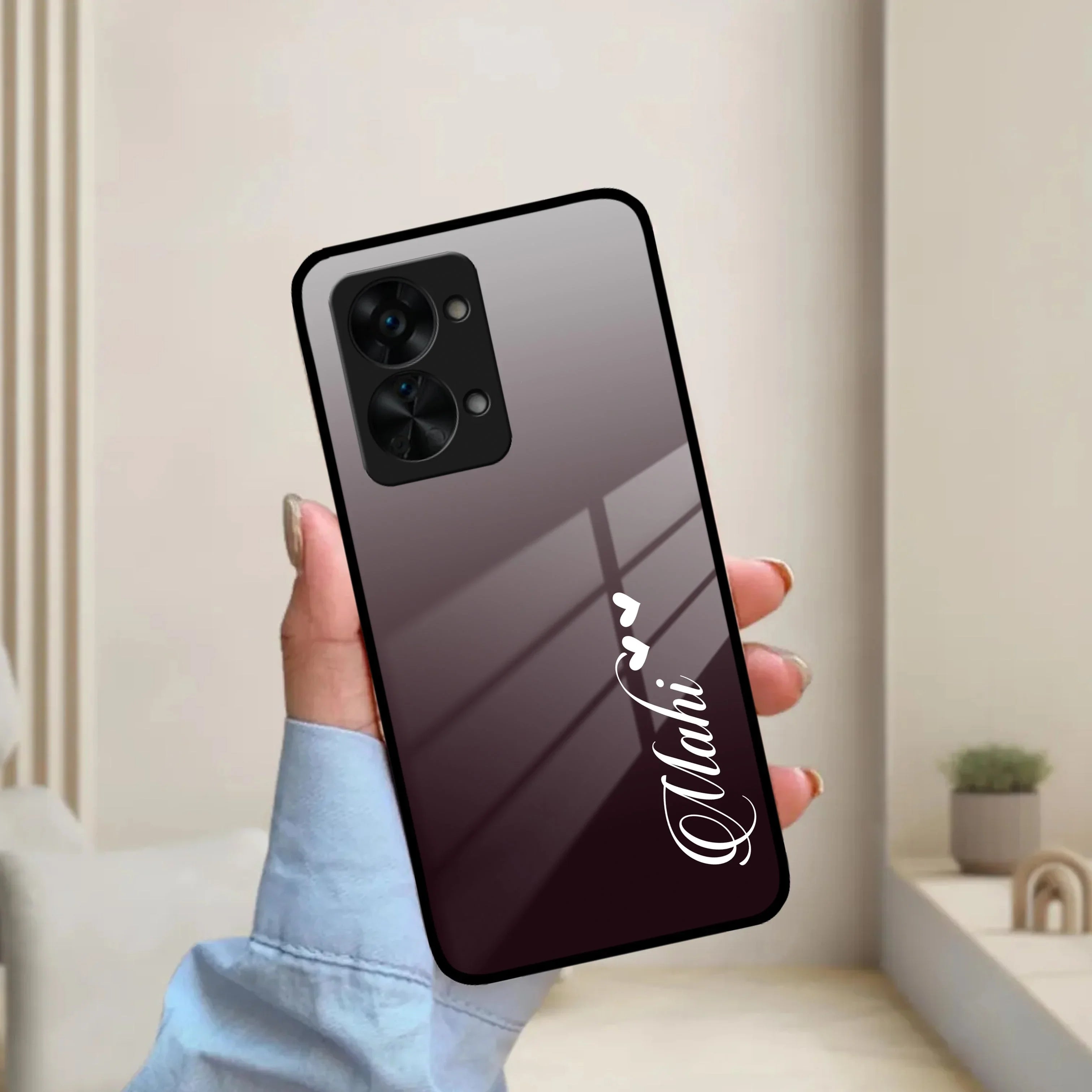 Customize Name Gradient Glass Case Cover Grey For OnePlus - ShopOnCliQ