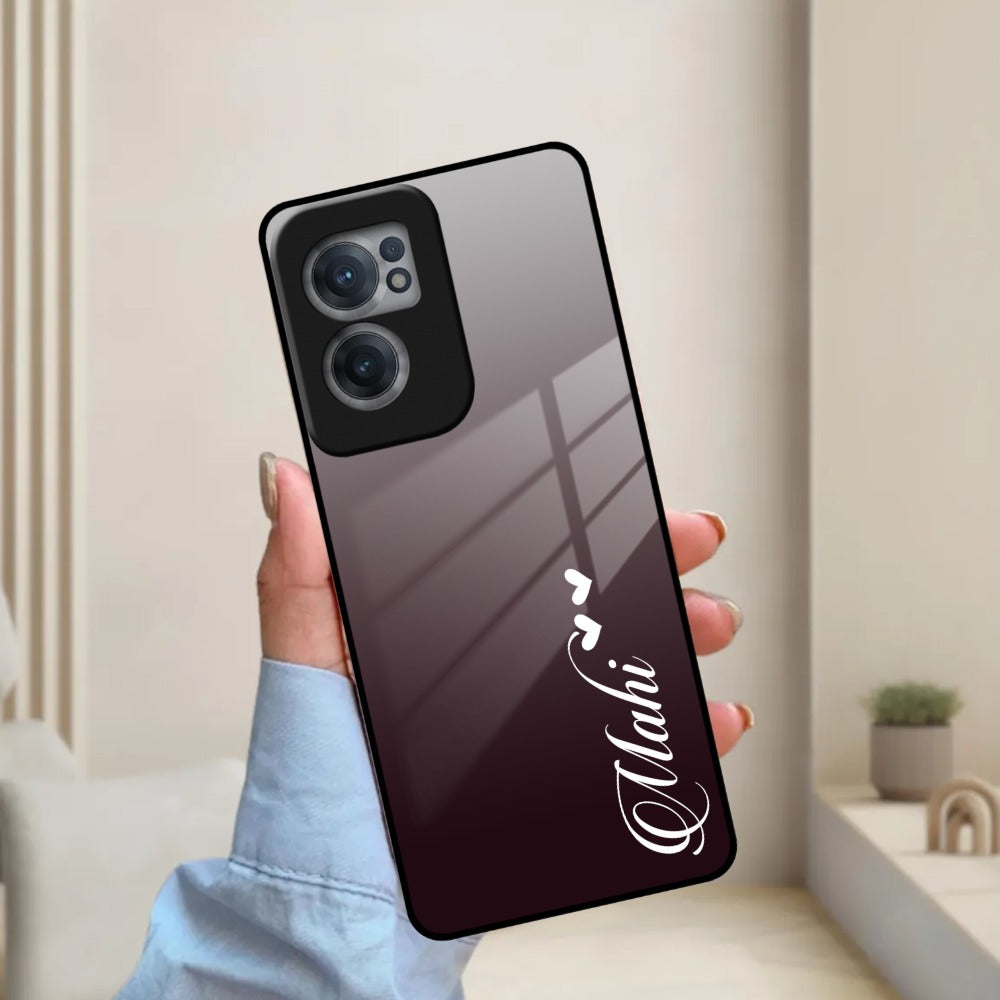 Customize Name Gradient Glass Case Cover Grey For OnePlus