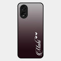 Customize Name Gradient Glass Case Cover Grey For Oppo A38