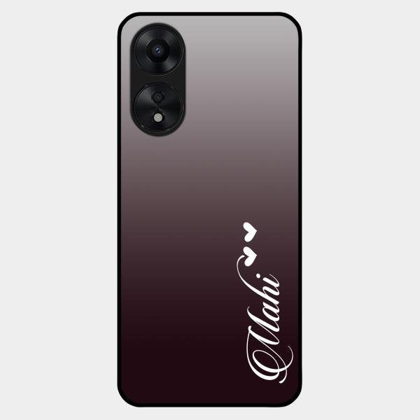 Customize Name Gradient Glass Case Cover Grey For Oppo A78 5G