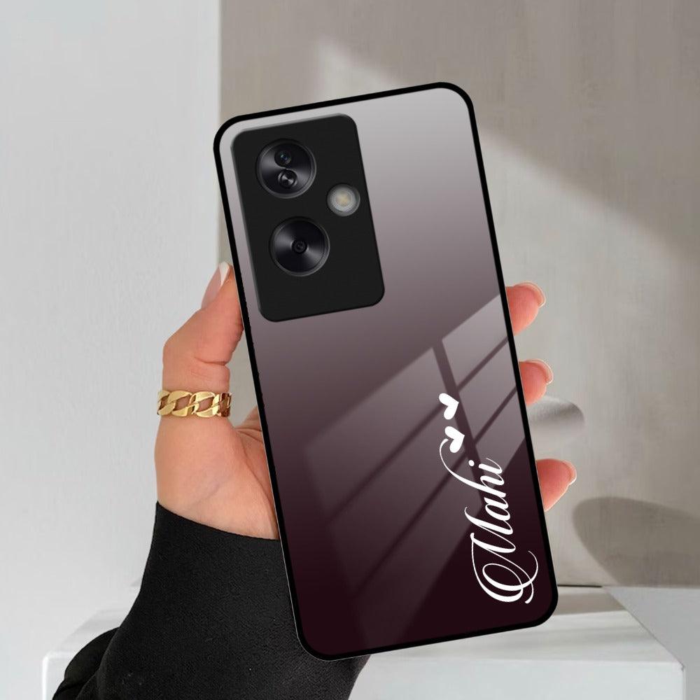 Customize Name Gradient Glass Case Cover Grey For Oppo
