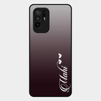 Customize Name Gradient Glass Case Cover Grey For Oppo F19 Pro Plus 5G