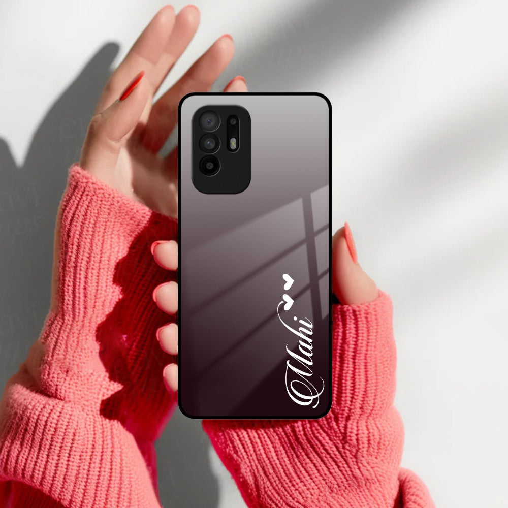 Customize Name Gradient Glass Case Cover Grey For Oppo