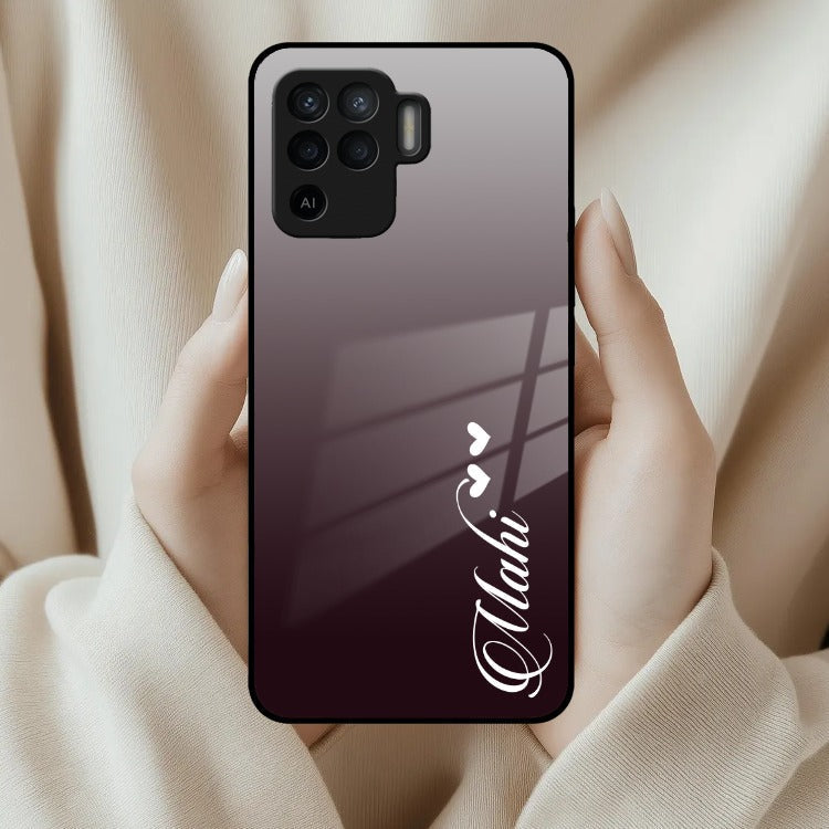 Customize Name Gradient Glass Case Cover Grey For Oppo