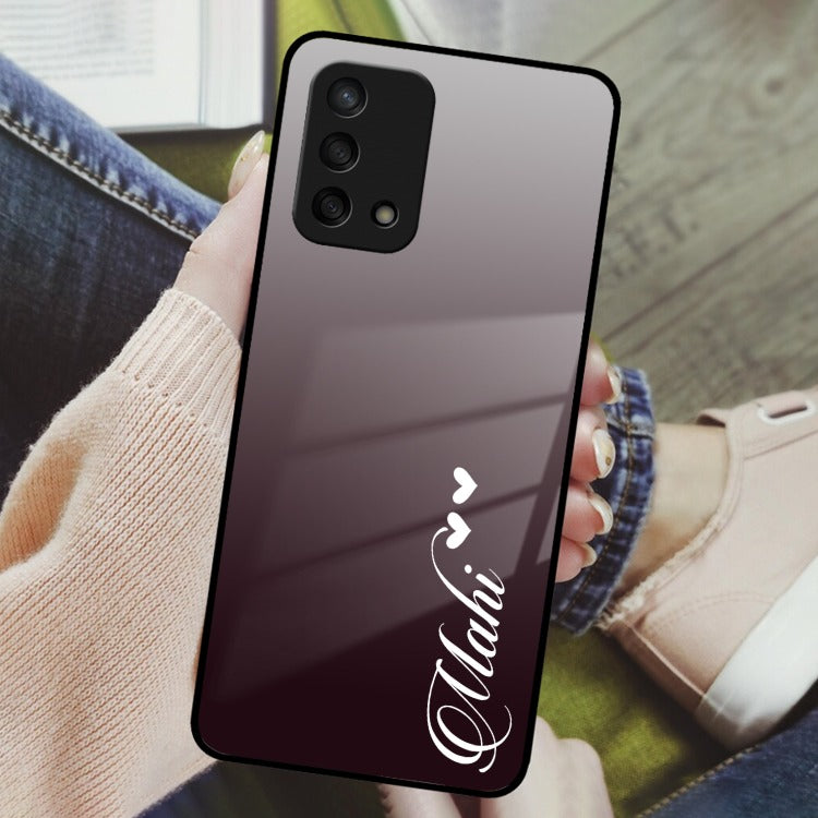 Customize Name Gradient Glass Case Cover Grey For Oppo