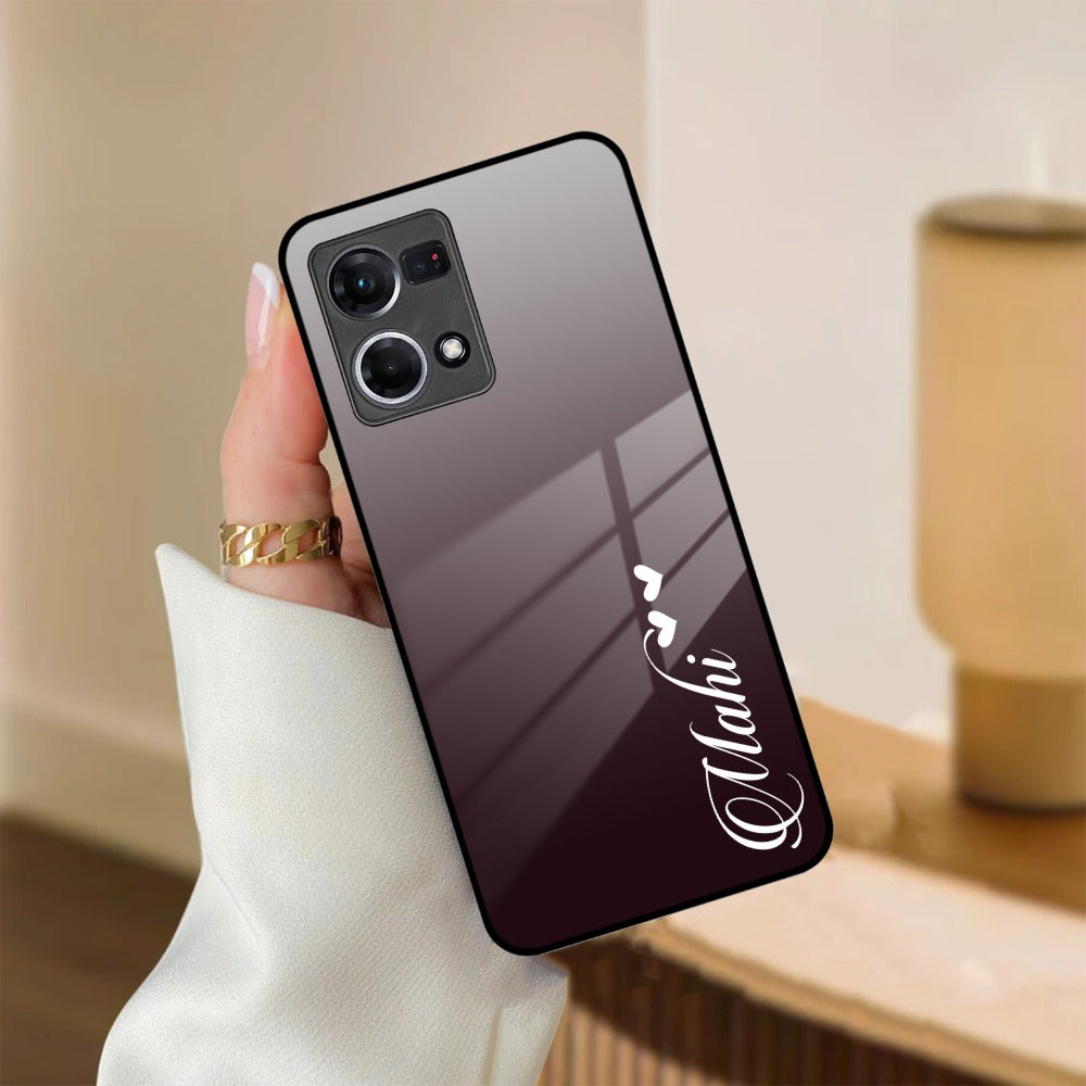 Customize Name Gradient Glass Case Cover Grey For Oppo