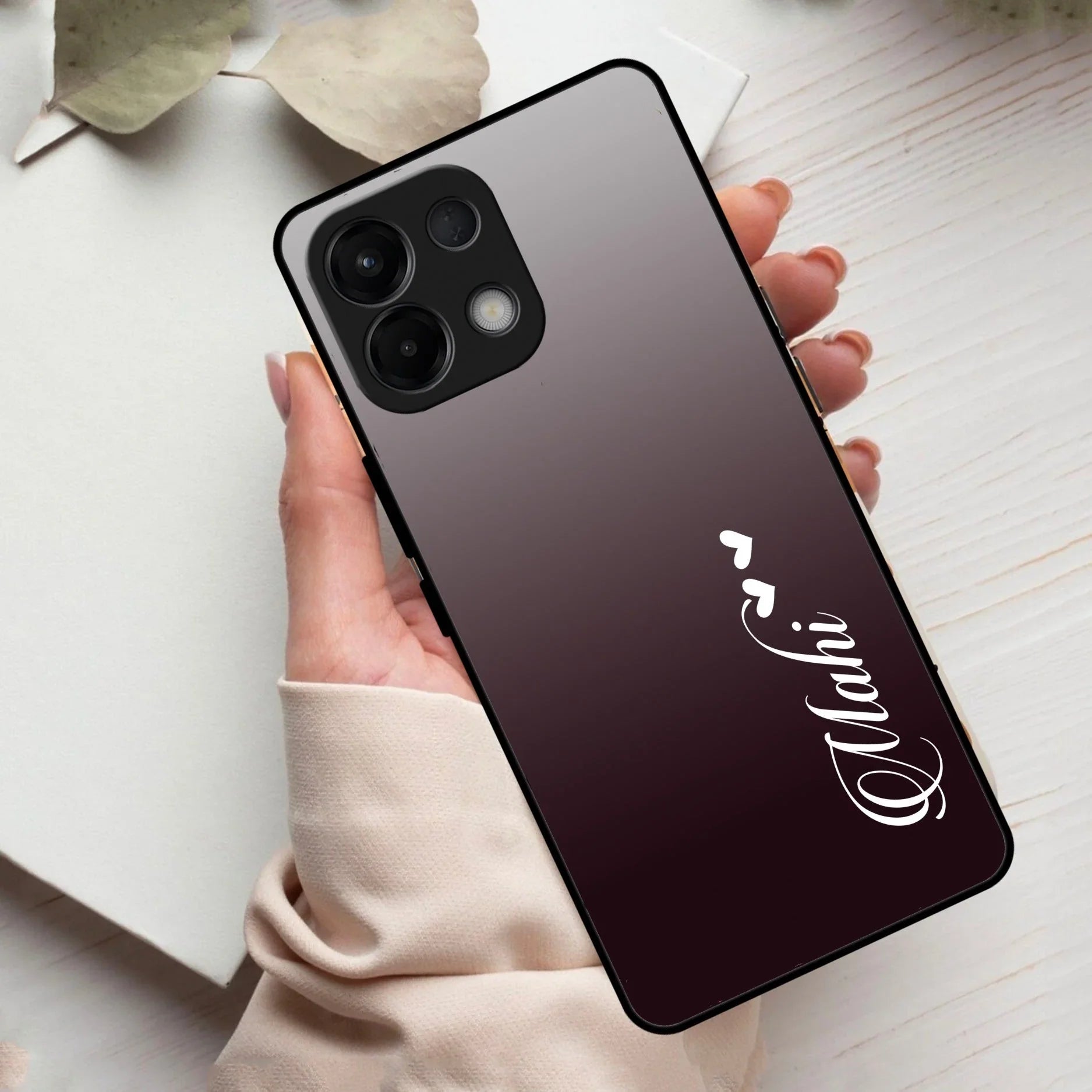 Customize Name Gradient Glass Case Cover Grey For Oppo - ShopOnCliQ