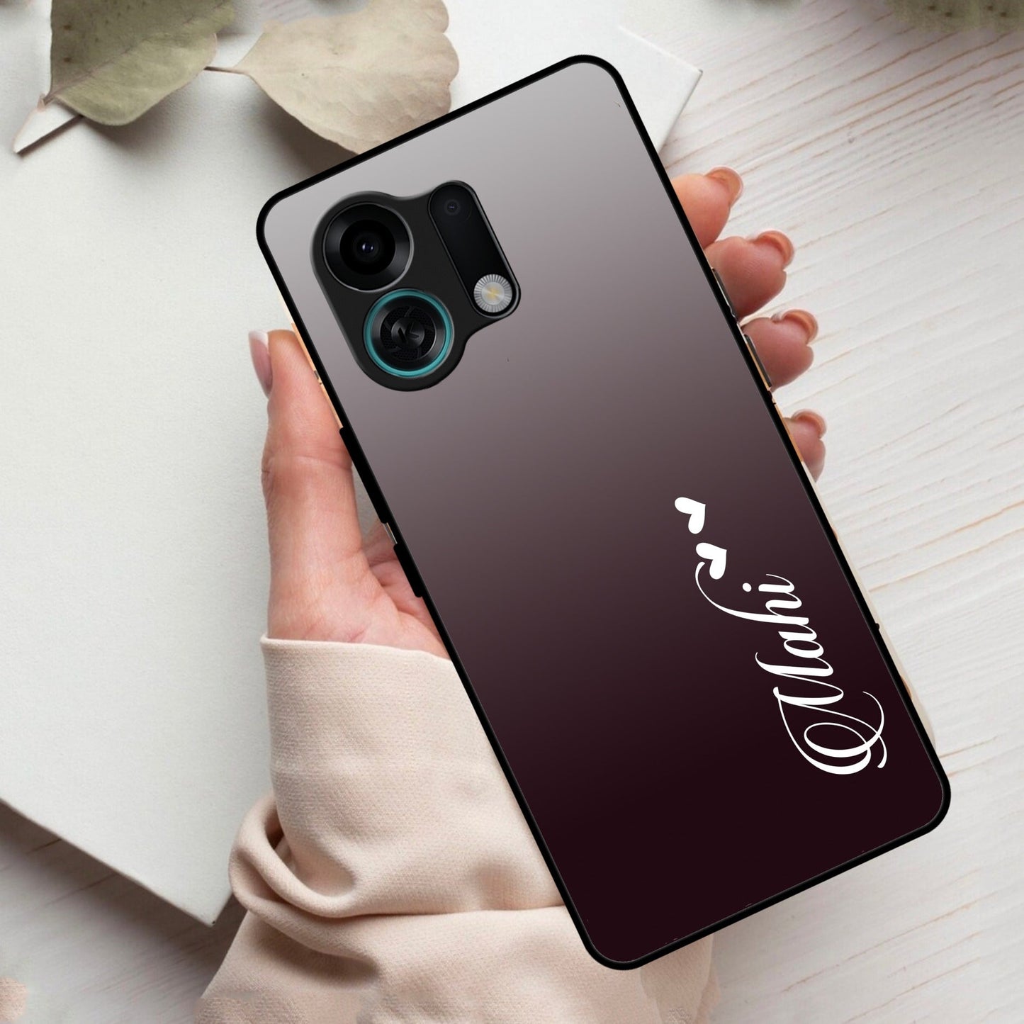 Customize Name Gradient Glass Case Cover Grey For Oppo