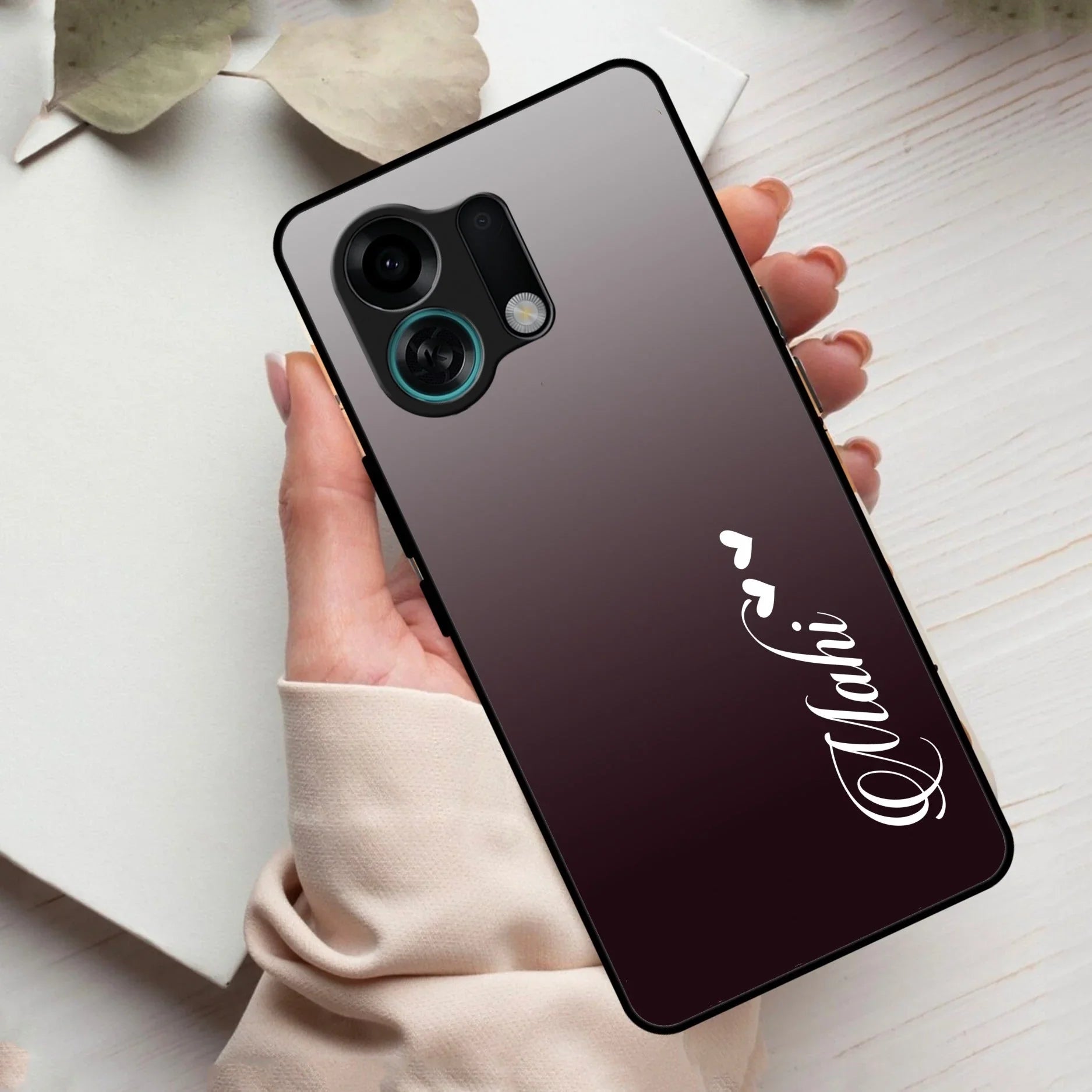 Customize Name Gradient Glass Case Cover Grey For Oppo - ShopOnCliQ