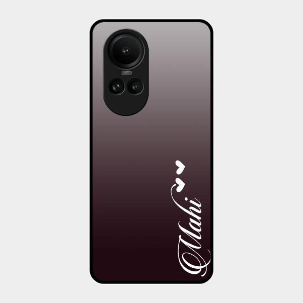 Customize Name Gradient Glass Case Cover Grey For Oppo Reno 10 5G