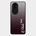 Customize Name Gradient Glass Case Cover Grey For Oppo Reno 10 Pro Plus 5G