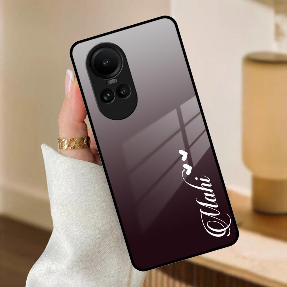 Customize Name Gradient Glass Case Cover Grey For Oppo