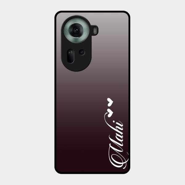 Customize Name Gradient Glass Case Cover Grey For Oppo Reno 11 5G