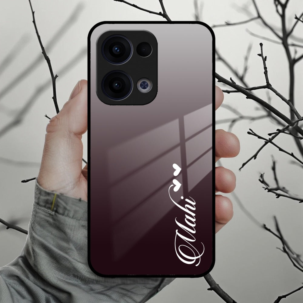 Customize Name Gradient Glass Case Cover Grey For Oppo