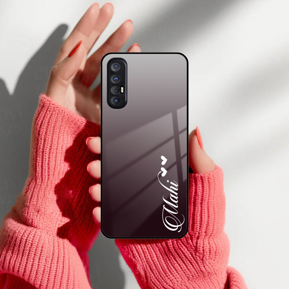 Customize Name Gradient Glass Case Cover Grey For Oppo
