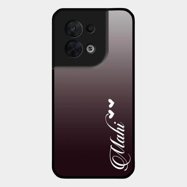 Customize Name Gradient Glass Case Cover Grey For Oppo Reno 8 5G