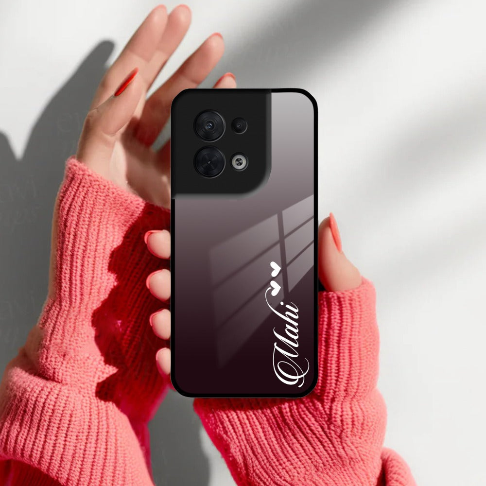 Customize Name Gradient Glass Case Cover Grey For Oppo