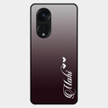Customize Name Gradient Glass Case Cover Grey For Oppo Reno 8T 5G