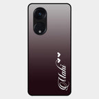 Customize Name Gradient Glass Case Cover Grey For Oppo Reno 8T 5G