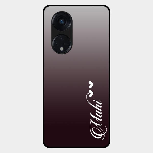 Customize Name Gradient Glass Case Cover Grey For Oppo Reno 8T 5G