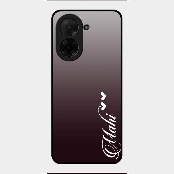 Customize Name Gradient Glass Case Cover Grey For Poco C71