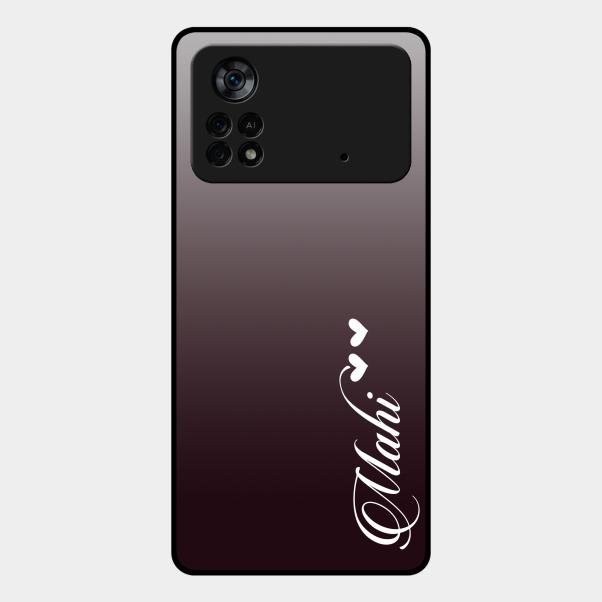 Customize Name Gradient Glass Case Cover Grey For Poco X4 Pro 5G