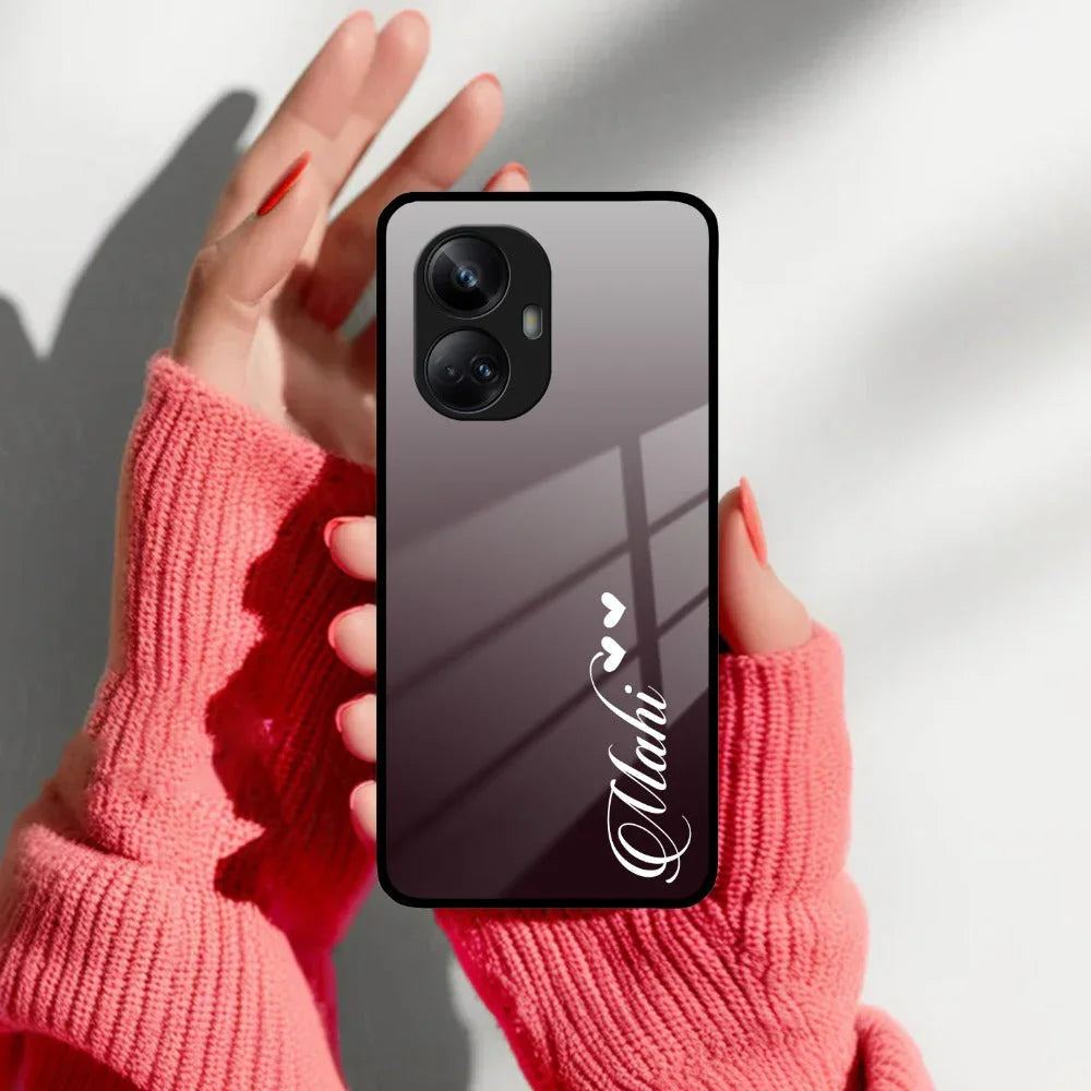 Customize Name Gradient Glass Case Cover Grey For Realme/Narzo - ShopOnCliQ