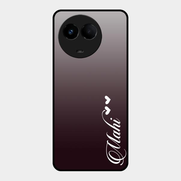 Customize Name Gradient Glass Case Cover Grey For Realme 11X 5G