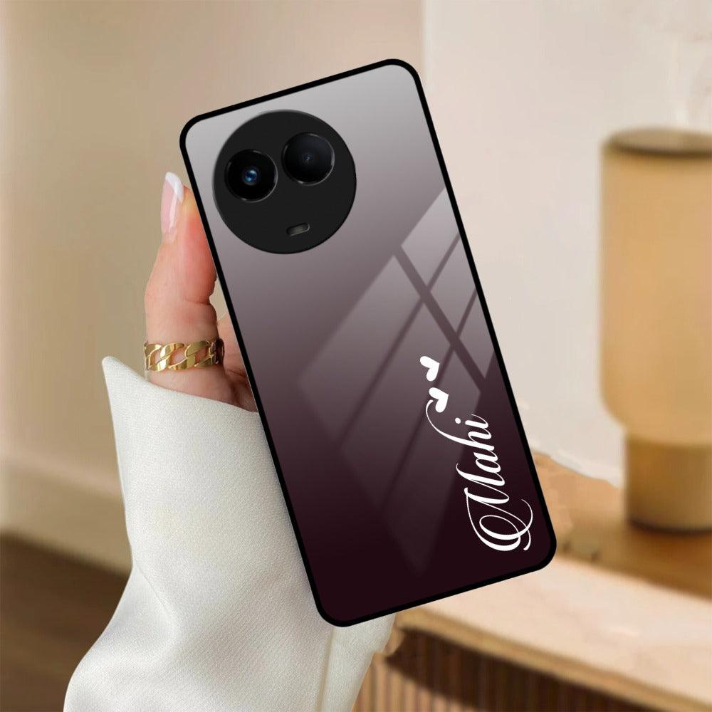 Customize Name Gradient Glass Case Cover Grey For Realme/Narzo