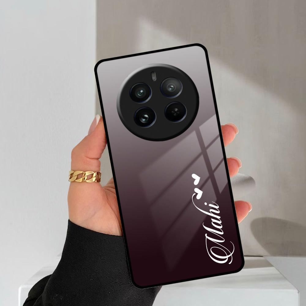 Customize Name Gradient Glass Case Cover Grey For Realme/Narzo
