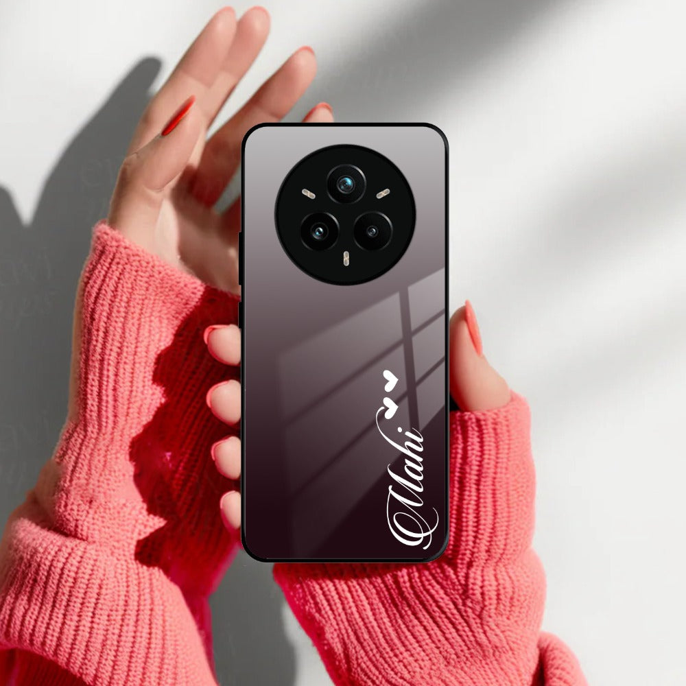 Customize Name Gradient Glass Case Cover Grey For Realme/Narzo